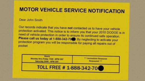 motor vehicle services notice