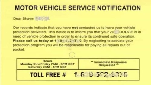 motor vehicle services notice